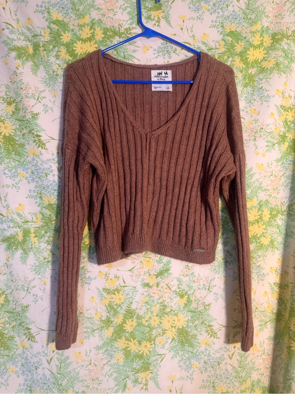 Brown ribbed knit cropped sweater from Abercrombie & Fitch size small